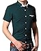 StyleDome Men's Laple Stand Collar Button Down Short Sleeve Casual Tops Shirts
