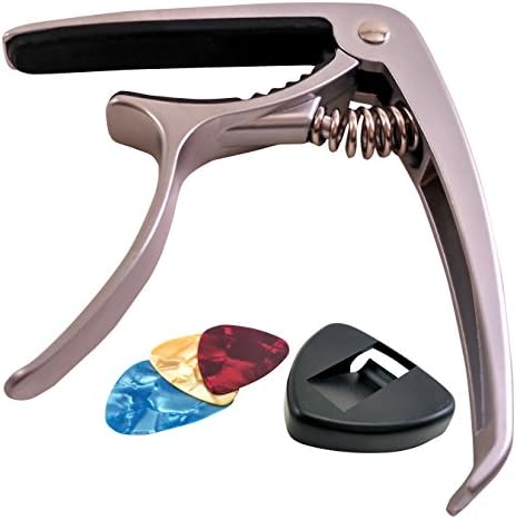 JiGMO Guitar Capo Acoustic [Silver], Electric Guitar with Bridge Pin Puller | Zinc Alloy | Trigger Style for Acoustic, Electric or Classical Guitar, Ukelele