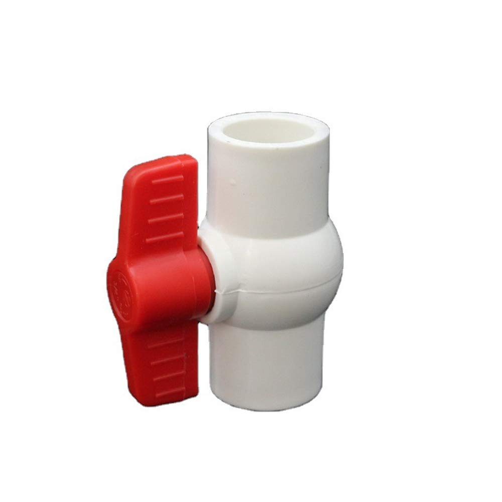 YUYU Plastic Ball Valve, 40MM PVC, 2-Port, White, Sfera-40mm, 16 Bar, Cold Water, UV Resistant