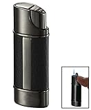 Visol Piccolo Leather and Gunmetal Wind-Resistant Torch Flame Lighter