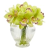 Nearly Natural Cymbidium Orchid Artificial Glass