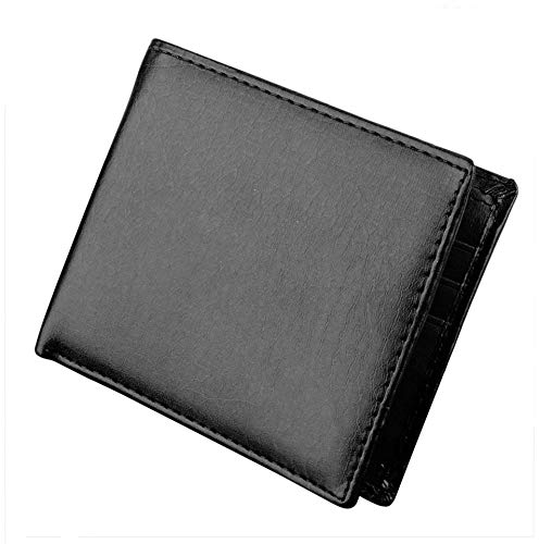Kikole Men Synthetic Leather Wallet Short Bifold Wallets Money Pockets Credit/ID Cards Holder Purse, Black, Medium