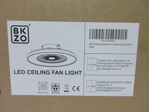BKZO 60CM LED Ceiling Light with Fan, Ceiling Fan Lights 24 Levels Wind Speeds, Stepless Dimming Light, Modern Fan Lighting for Living Room, Dining Room, Bedroom, Office, 3000-5500K, Silver Frame