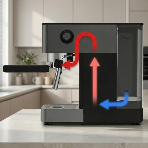 Machine à Café Expresso Manuelle Cafelizzia 690 Grey. 1230-1465 W, Pompe 20 Bars, 1 ou 2 Tasses, Buse Vapeur, Réservoir 1,5 L, Thermoblock, Panneau Tactile, Expresso de Barista à la Maison