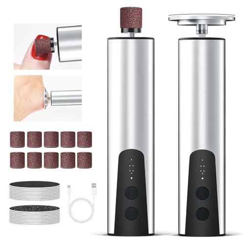 Photo 1 of Dfacio Cordless 2 in 1 Electric Callus Remover for Feet, Electric Grinder for Foot File and Nail, 6 Speed Professional Foot Sander Tool, with 20Pcs Disc Sandpaper and 10Pcs Barrel Sandpaper (Silver)