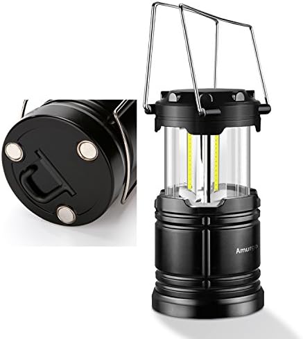 Camping Lantern with Magnetic Base Collapsible Portable LED Flashlights COB Lamp Waterproof Tent Light Survival Kit Hook Battery Operated for Emergency Hurricane Outage Outdoor Home (Pckage of 1)