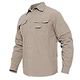 MAGCOMSEN Men's Quick Dry Breathable Convertible Long Sleeve Rip-Stop Shirt