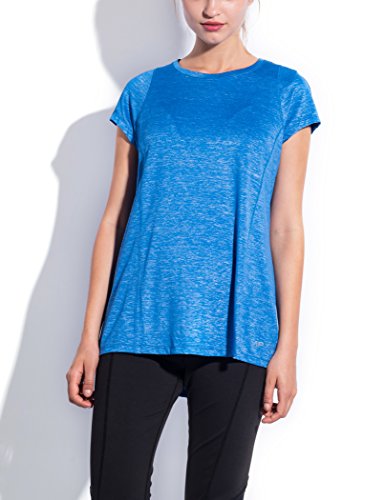 SPECIALMAGIC Women's Short Sleeve Crew Neck Activewear Stretchy Workout T Shirt Royal Blue L