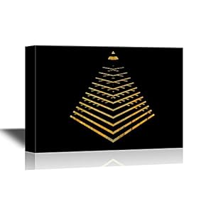 Canvas Wall Art - Pyramid Structure in Gold - Gallery Wrap Modern Home Art | Ready to Hang - 12x18 inches