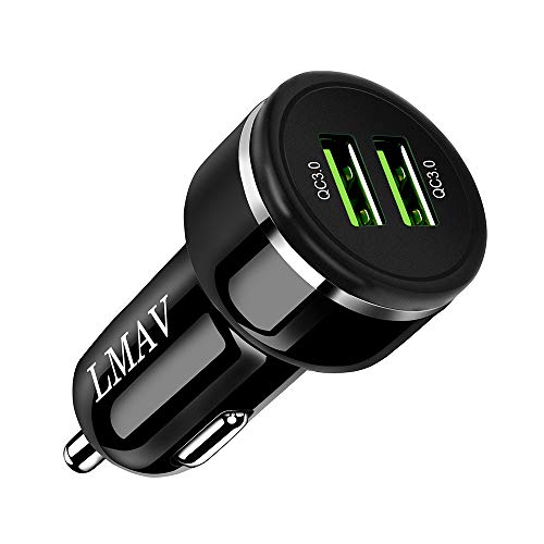 Quick Charge 3.0 Car Charger, 48W 6A Dual QC 3.0 USB Car Charger Compatible for Apple & Android Devices.