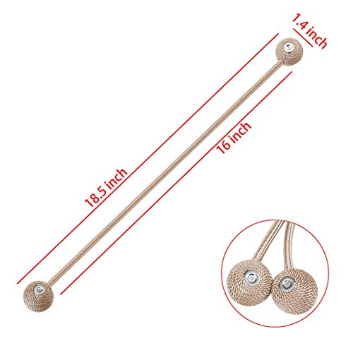 YOBAYE Magnetic Curtain Tiebacks, 2 Pack Drape Tie Backs Decorative Curtain Rope Holdbacks for Home Kitchen Office Window Drapes, No Drilling & Holes Required,Beige