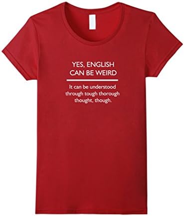 Women's Funny Sarcastic Humor English Teacher Weird T-Shirt Novelty  XL Cranberry