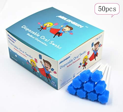Disposable Oral Care Swabs, Individually Wrapped Dental Sponge Swabsticks Unflavored Sterile for Mouth Cleaning 50PCS