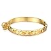 Coco Park New Children Jewelry 18k Gold Plated Cuff Bracelet Heart Bell Charm Pendant Bangle 5 3/8 Inch