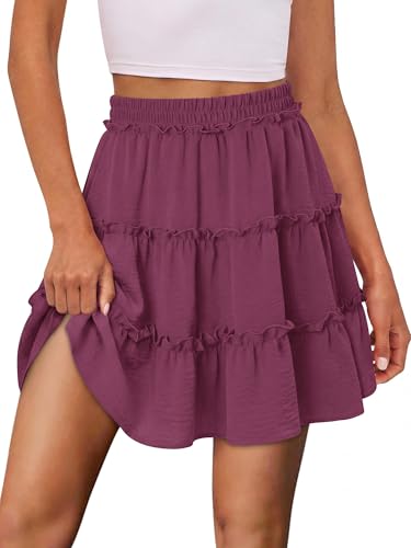 onlypuff Flowy Shorts for Women Ruffle Tiered Skorts Boho Mini Skirt at Amazon