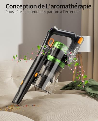 Aspirateur Balai sans Fil, 65Min 50Kpa 600W Aspirateur Balai sans Fil Puissant avec Parfumés, Écrans LED, 1,8L Capacité, Brosse Anti-Enchevêtrement pour Tapis/Sols/Poils d'animaux/Voiture