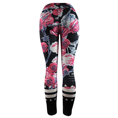 charmsamx Halloween Yoga Pants, Womens Compression Yoga Capri Leggings Skull Rose Flower Printed High Waist Workout Yoga Running Pants Butt Lift Textured Skinny Slim Sports Tights - Thumbnail 5