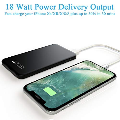 Attom Tech USB-C PD/QC 3.0 Power Bank Dual Fast Charge Molds Quick Charge and Power Delivery, 10000mAh Portable Charge External Battery Pack,Emergency Phone Power Backup
