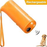Maxdot Rechargeable LED Ultrasonic Dog Repeller Anti Barking Stop 3 in 1 Device Ultrasonic Dog Training, Yellow (Rechargeable)