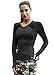 Matymats Long Sleeve T Shirts for Women Workout Tops Athletic Yoga Running Shirts V Neck with Thumb Holes Grey, L