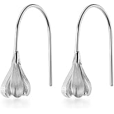 MYHAO Solid 925 Sterling Silver Flower Drop Earrings Dangle for Women Teens Bud Flower Drop Earrings Hook Studs Hypoallergenic