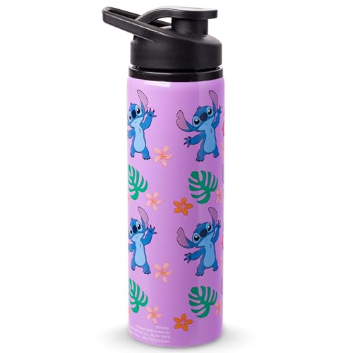 Silver Buffalo Disney Lilo and Stitch Tropical Sitting Stitch Doppelwandige Edelstahl-Wasserflasche, 750 ml