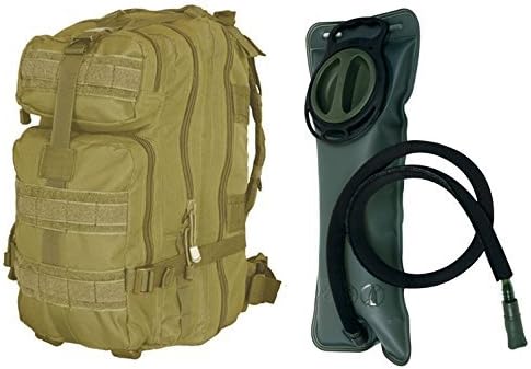 BAGAWK Tactical Military Molle Outdoor Backpack for Camping Bug-Out Traveling 40-70L with Hydration Bladder included (Desert Tan)