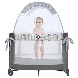 Minnebaby Pack N Play Tent, Keep Baby from Climbing Out, Mini Crib Safety Mesh Canopy, Play Yard Tent Cover, See Through…