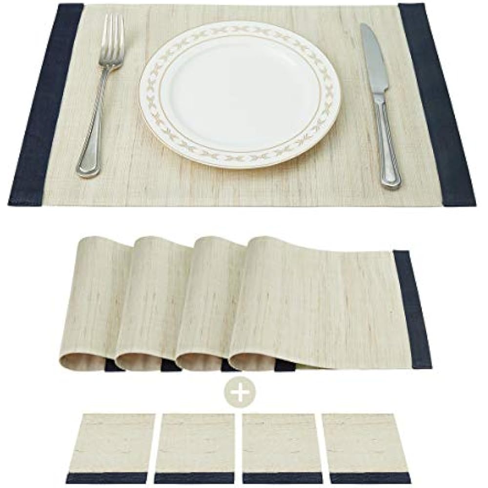 Dining Place Mats Placemats 4 Pack + Coasters HandWoven Cotton 100