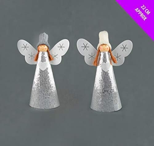 Theme Machine Christmas Tree Fairy/Angel - 22cm White Sequin Cone