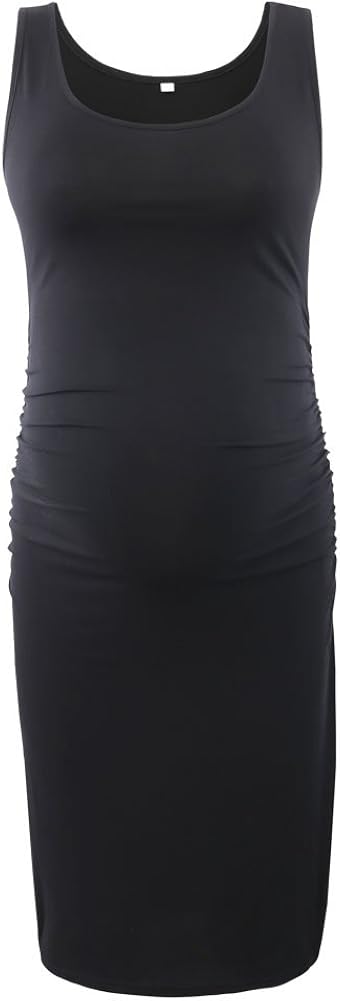 Liu & Qu Women's Maternity Sleeveless Tank Dresses Side Ruching Bodycon Dress for Daily Wearing or Baby Shower at  Women’s Clothing store