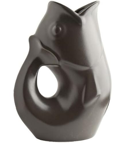 Gurgle Pot Fish Pitchers Set Of 2 - Large (42 Oz) & Mini (3 Oz), Pink, Stoneware, Makes Gurgling Sound When Pouring - View #3
