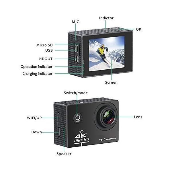 Sportkamera - Hochwertige 4K, Unterwasserkamera, WiFi-Fernbedienung, Selfie DV, Tauchkamera, Extremsport, 2-Zoll-LCD… – Bild 4