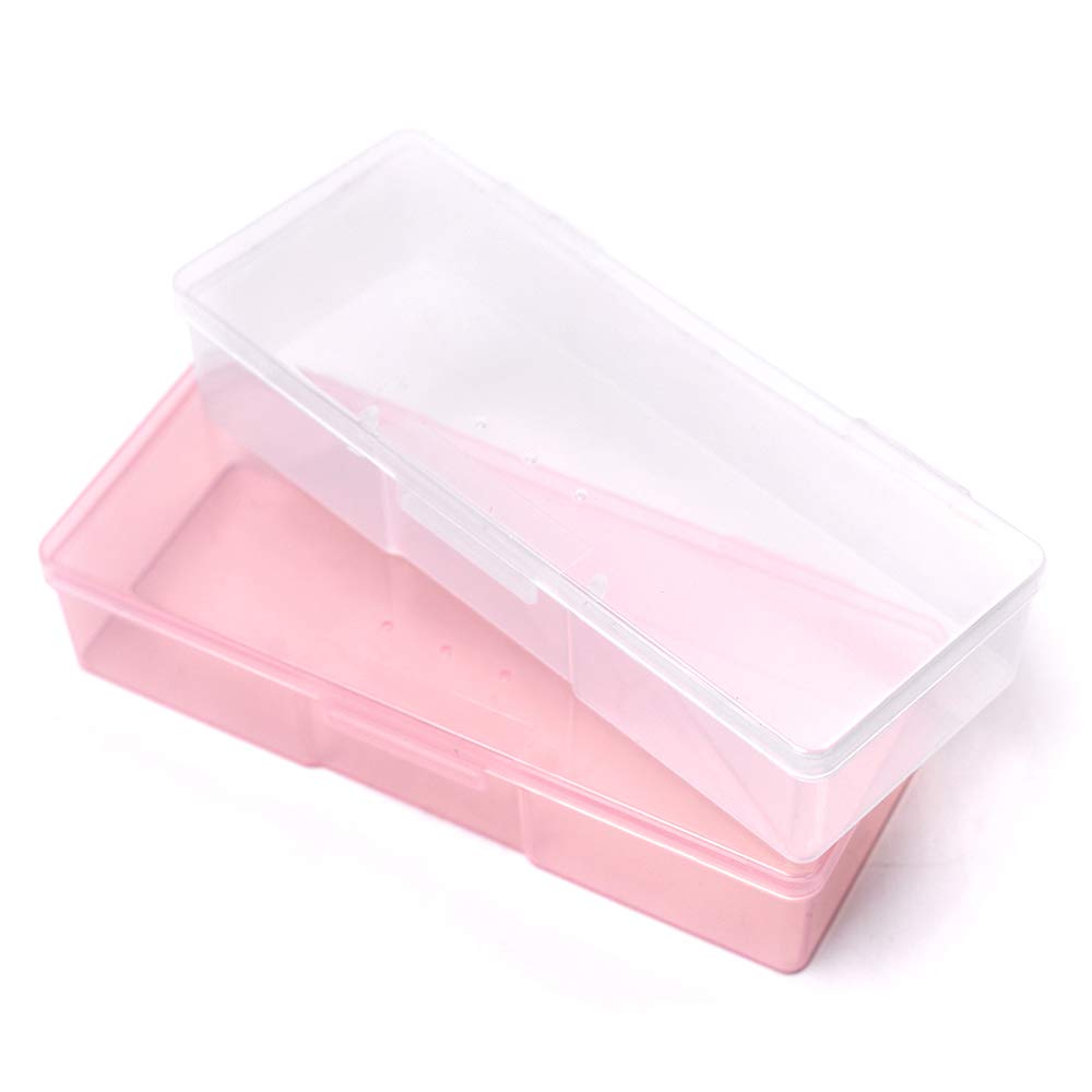 KADS Plastic Transparent Empty Nail Storage Box Manicure Equipment Decoration Tools Case (PINK) — image 1