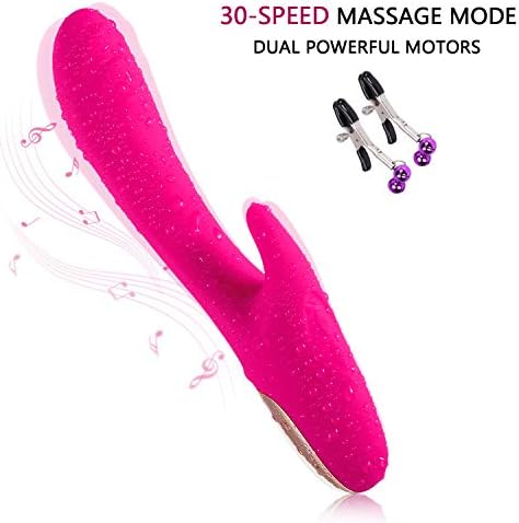 Wireless Handheld Wand Massager - 30 Speeds Working Mode by Powerful Dual Motors - USB Charging -100% Waterproof - Used to Relieve Muscle Pain After Exercise, Relax The Pressur.(Rose Red)