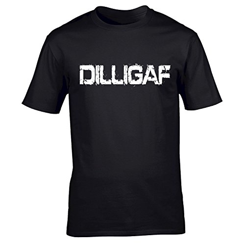 Fonfella Slogans Men's Dilligaf - Loose Fit Baggy T Shirt X Large Black