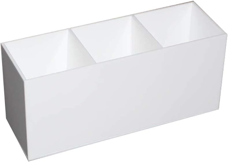 ValianhAgen 3 Slot Cosmetics Brush Storage Case Acrylic Makeup Tools Holder Organizer Box - White