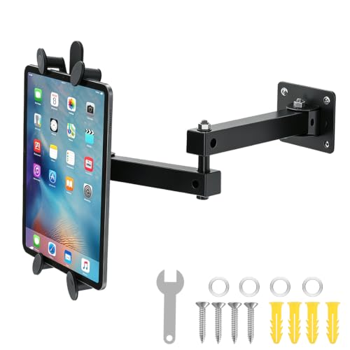 Suporte de Parede para Tablet, Braço Articulado de Alumínio com 2 Estágios, Dobrável e Rotação 360°, Ajustável Universal para iPad, Nintendo Switch e e-Readers