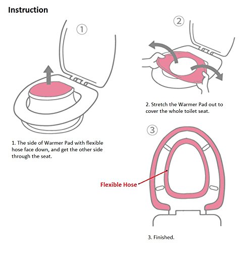 Lifechaser Toilet Seat Lid Warmer Cover Pads Washable 100% Cotton with Flexible Hose for Lock (100% Cotton-Coffee) - Thumbnail 6