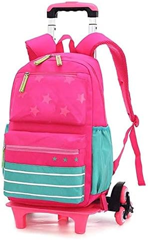 HEMFV Rolling Backpack School Bags Large Capacity Six Wheels Trolley Backpack Climbing Stairs (Color : Red)