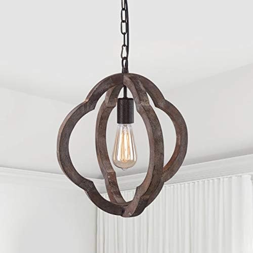 EDISLIVE Industrial Vintage Retro Pendant Light Fitting Ceiling Chandelier Wooden Antique Iron Hanging Lamp Indoor Lights Shades for Room Bar Decoration