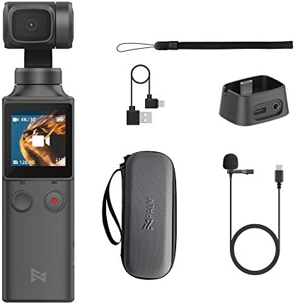 Fimi Palm 3軸ジンバルカメラ 4kビデオカメラ 128 超広角 Wi Fiでスマホと接続可 顔検出 スマートトラック 自撮り 3倍ズーム パーツ 外部マイク 収納ケース同梱 Pocket Gimbal Camera