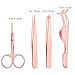 Jovitec Fake Eyelashes Applicator Tool, Slant Tip Hair Tweezers, Eyebrow Tweezers Eyebrow Scissors, 4 Pieces with Black Velvet Bag (Rose Gold)