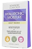 Advanced Clinicals Hyaluronic Acid Sheet Mask for face with Vitamin E and Licorice Root. Skin Renewing Sheet Mask Made in Korea. 5 per box.