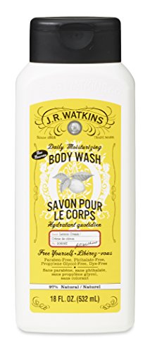 J.R. Watkins Daily Natural Moisturizing Body Wash, Paraben Free Formula, Lemon Cream, 6 Count