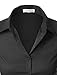 LE3NO Womens Roll Up 3/4 Sleeve Button Down Shirt with Stretch, L3NWT574_BLACK, X-Small
