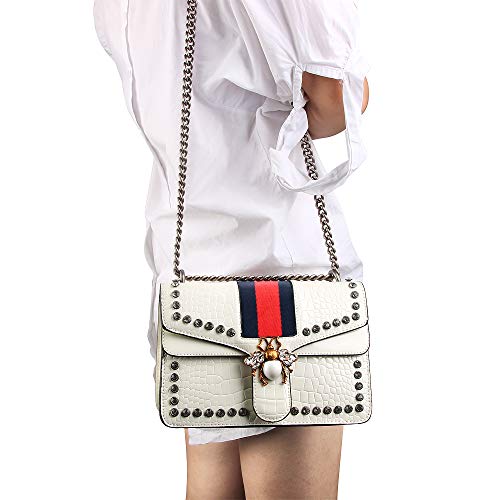 Beatfull Designer Shoulder Bag for Women, Fashion Bee Crossbody Bag Handbags with Chain (bluewhite) - Thumbnail 6