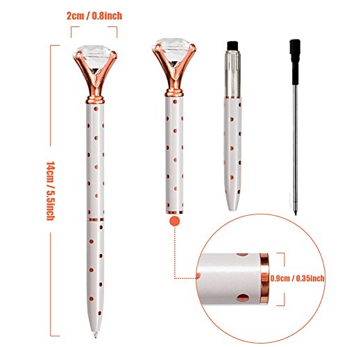 12pcs-Diamond-Ballpoint-Pens-with-Bonus-12pcs-Ballpoint-Pen-Refills-and-1pc-Pen-Bag-Big-Crystal-Rose-Gold-PenBling-Pens-Make-Beautiful-Gifts-for-WomenKidsGirlsCo-Workers-and-Teachers