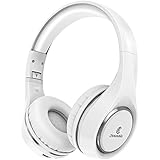Bluetooth Headphones On Ear, Chououkiu Wireless Headset Foldable Hi-Fi Stereo Headphone with Mic In-line Volume, Wired and Wireless Headphones for Cell Phone/ TV/ PC (White)