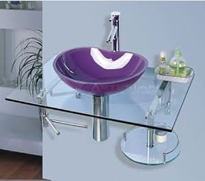 Purple Vessel Bathroom Vanity Glass Vanity Sink Set 710 ...